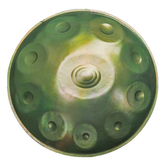 Handpan, gamme e equinoxe, hexatonique mineur, frequence 432hz, frequence 440hz, hang drum, hang, vert